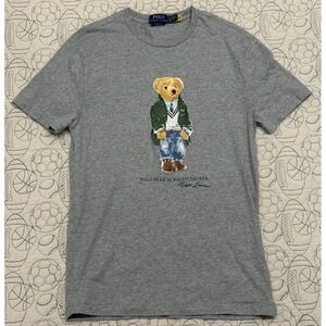 Polo Ralph Lauren Classic Fit Men's Small  Crewneck Preppy Bear Polo Bear  Gray
